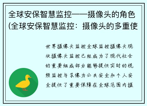 全球安保智慧监控——摄像头的角色(全球安保智慧监控：摄像头的多重使命)